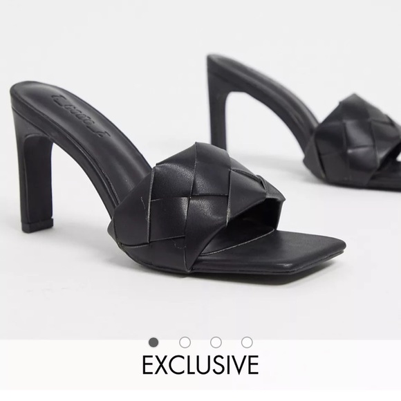 Z_code_Z Vegan Leather Woven Heeled Mule in Black size 7 - Picture 1 of 4